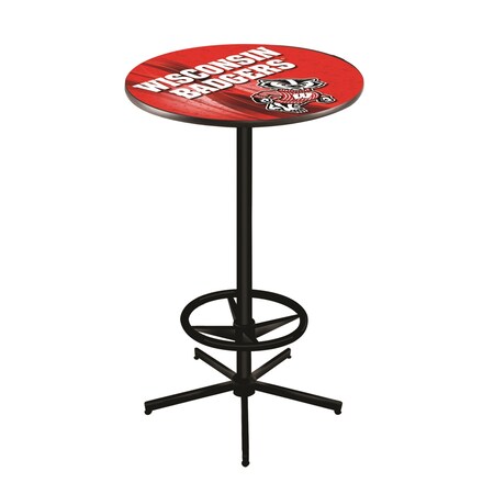 Holland Bar Stool Co 42" Black Wisconsin "Badger" Pub Table, 36" dia. Top L216B4236WI-Bdg-D2